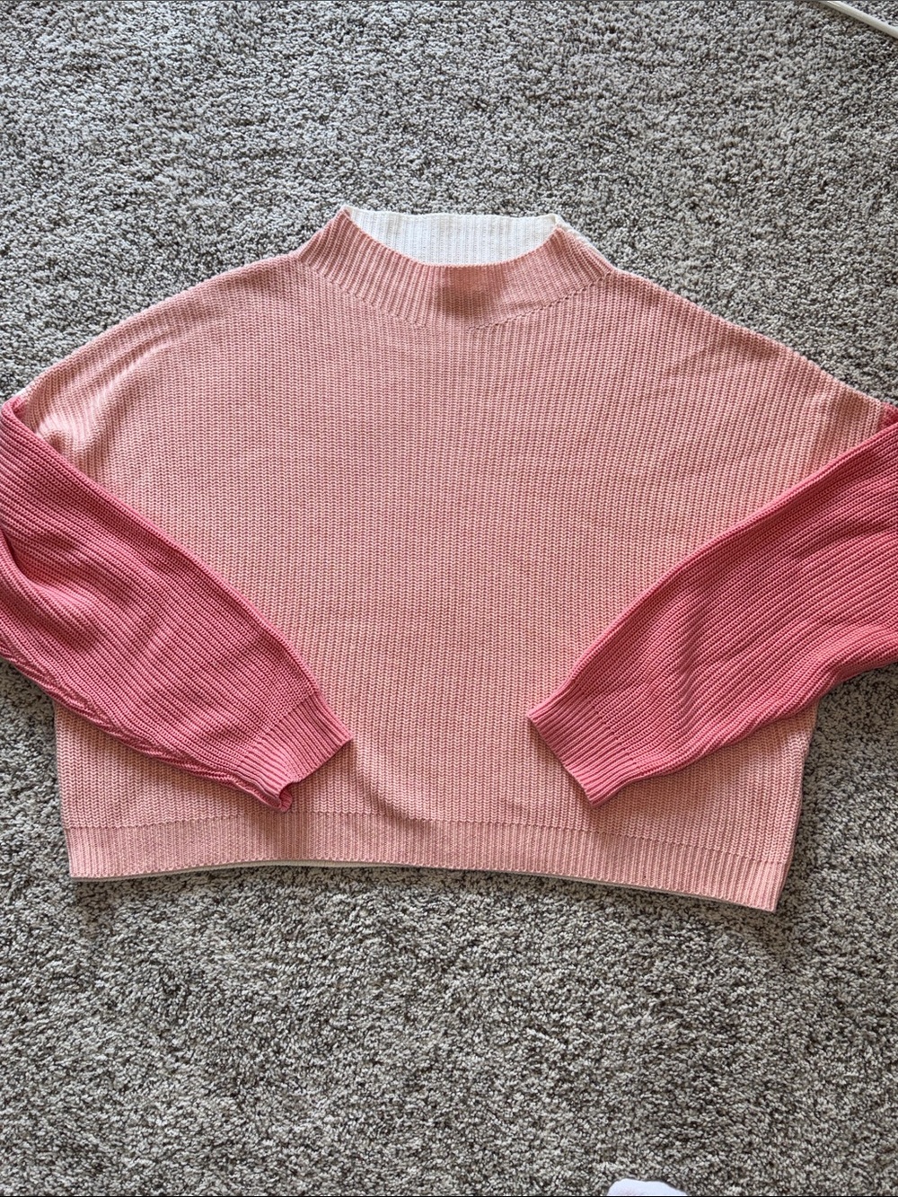 Le Lis Two-Tone Pink Mock Neck Sweater Top